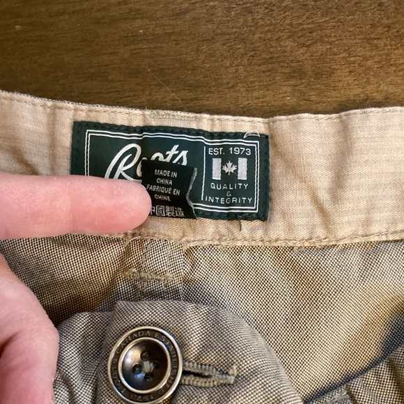 Roots Canada 33x31 Cotton Slim Straight Tan Beige Men’s Cotton Pants Slacks - Picture 8 of 11
